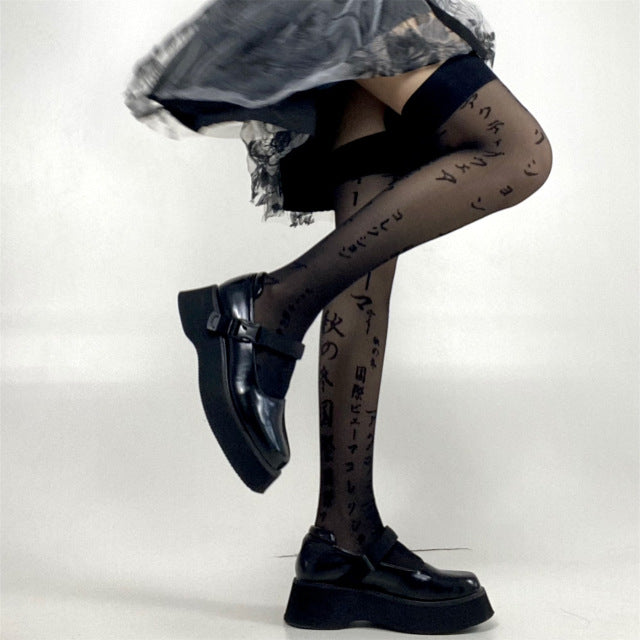 Girl Bone Bow Socks Streetwear Girls Black Sweet Cute Pink Y2K Harajuku Lolita Fishnet Stockings Thigh High Stockings