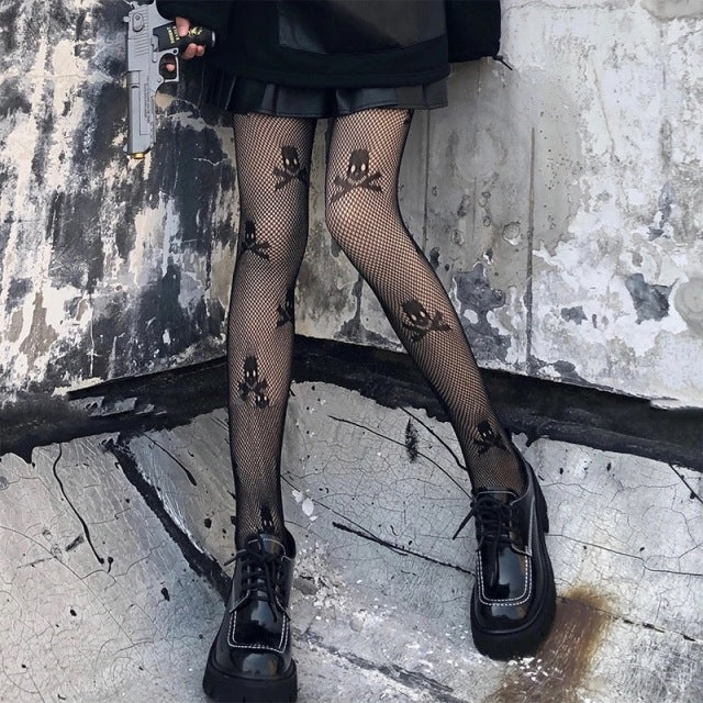 Girl Bone Bow Socks Streetwear Girls Black Sweet Cute Pink Y2K Harajuku Lolita Fishnet Stockings Thigh High Stockings