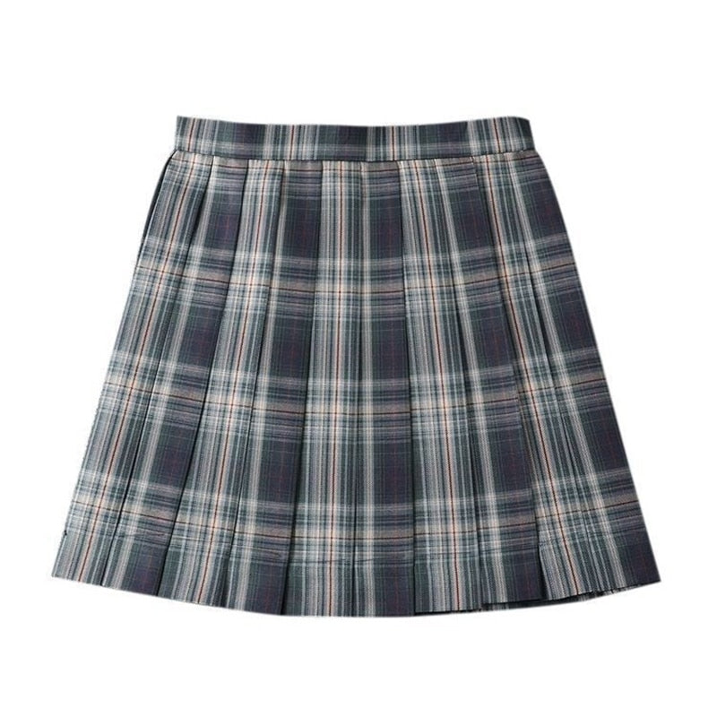 Japanese School Girl Uniform Pleated Mini Skirt School Uniform High Waist A-Line Plaid Skirt Sexy JK Uniforms for Woman Full Set