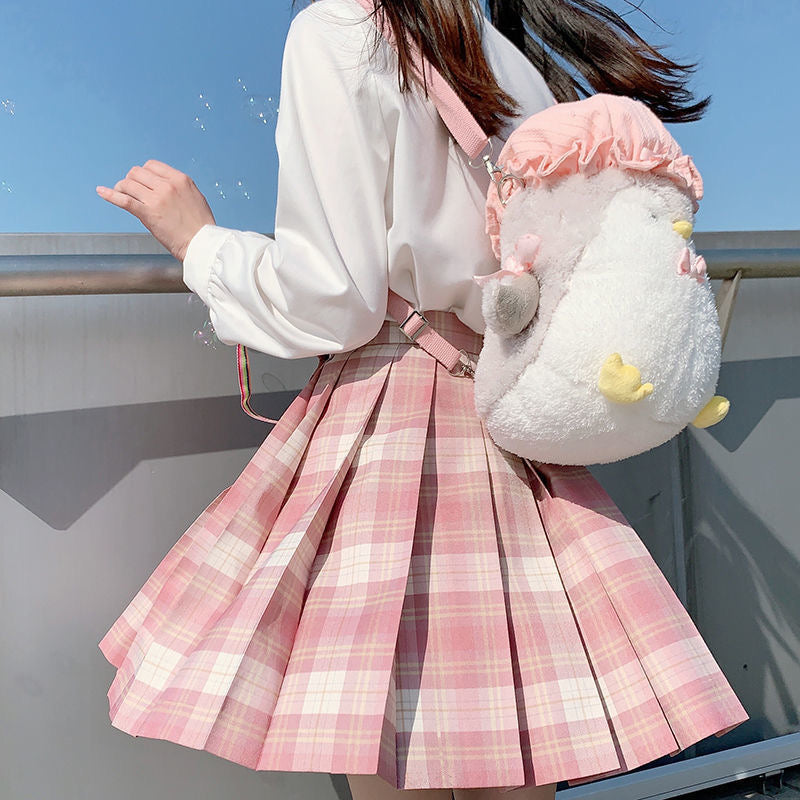 Japanese School Girl Uniform Pleated Mini Skirt School Uniform High Waist A-Line Plaid Skirt Sexy JK Uniforms for Woman Full Set