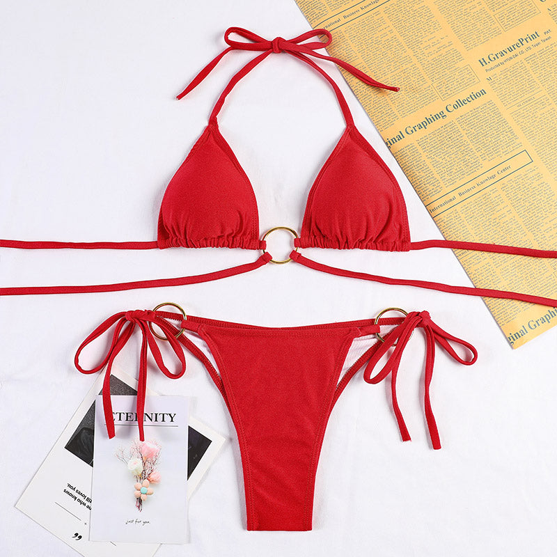 COOBBU Sexy Push Up Bikinis Thongs Swimsuit Women Summer Beachwear Folds Bandage Bathing Suit Solid Swimwear Bikini Sets