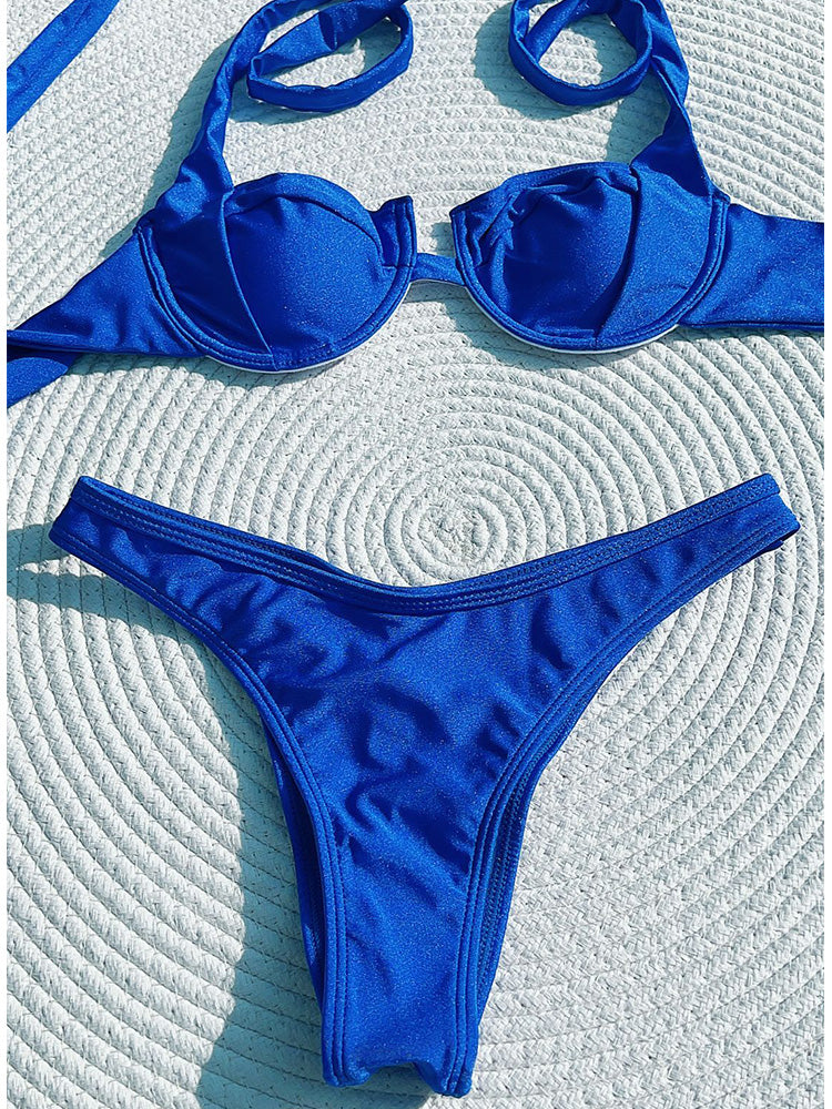 COOBBU Push Up Sexy Bikinis Swimwear White Swimsuit Women Bikini Set High Cut Bathing Suit Pleated Bikini Set Beach Wear