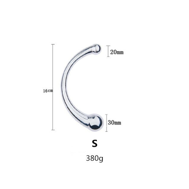 Double Ended Stainless Steel G Spot Wand Massage Stick Pure Metal Penis P-Spot Stimulator Anal Plug Dildo Sex Toy for Women Men