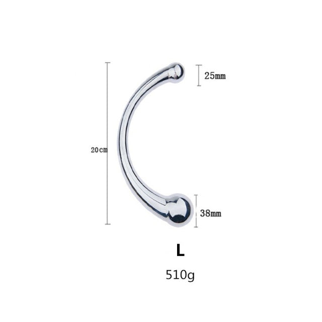 Double Ended Stainless Steel G Spot Wand Massage Stick Pure Metal Penis P-Spot Stimulator Anal Plug Dildo Sex Toy for Women Men