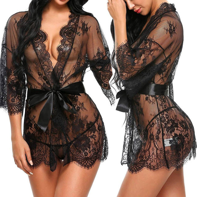 Lingerie transparent V-Neck Nightwear Lace