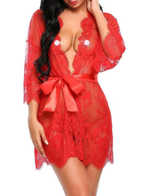 Lingerie transparent V-Neck Nightwear Lace