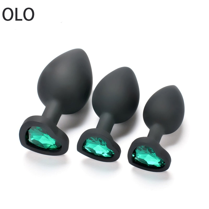 Silicone Heart Anal Plug Sex Toys Prostate Massager Anus For Women Man Couple Gay Removable Jewel Decoration Butt Plug Feather