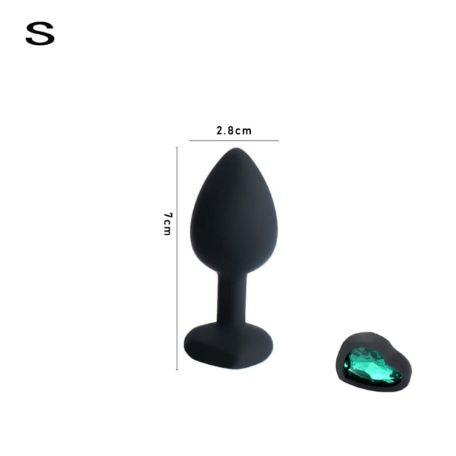 Silicone Heart Anal Plug Sex Toys Prostate Massager Anus For Women Man Couple Gay Removable Jewel Decoration Butt Plug Feather