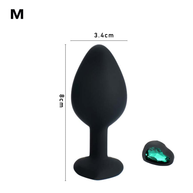 Silicone Heart Anal Plug Sex Toys Prostate Massager Anus For Women Man Couple Gay Removable Jewel Decoration Butt Plug Feather