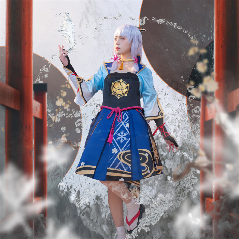 ROLECOS Game Genshin Impact Kamisato Ayaka Cosplay Costume Kamisato Ayaka Cosplay for Women Outfit Dress Halloween Full Set