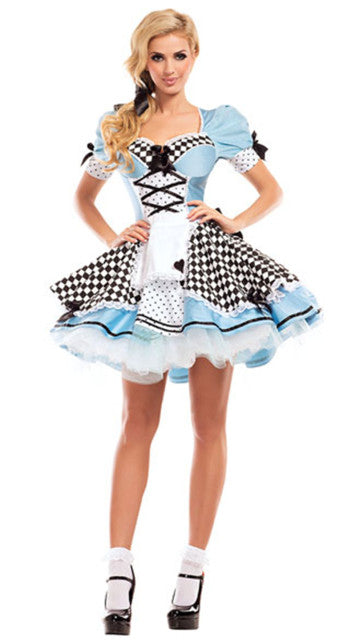 Alice in Wonderland Cosplay Costume Women Halloween Party Sweet Lolita Maid Costume Storybook Alice Queen of Heart Fancy Dress