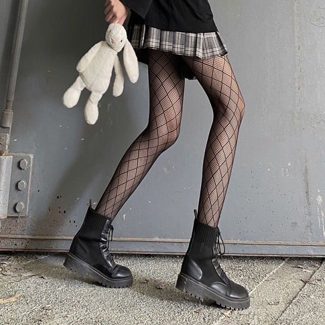 Sexy Tights Women Skull Mystery Thigh High Waist Stockings Gothic JK Lolita Mesh Nets Fishnet Pantyhose