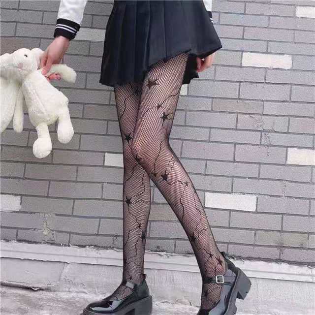 Sexy Tights Women Skull Mystery Thigh High Waist Stockings Gothic JK Lolita Mesh Nets Fishnet Pantyhose