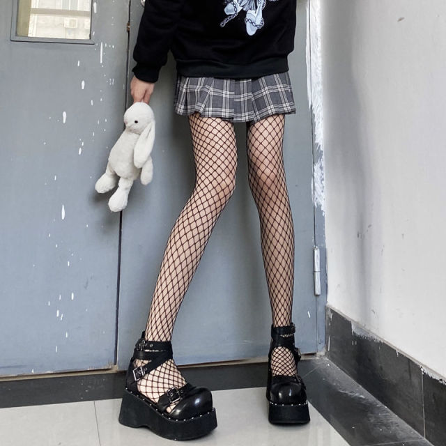Sexy Tights Women Skull Mystery Thigh High Waist Stockings Gothic JK Lolita Mesh Nets Fishnet Pantyhose