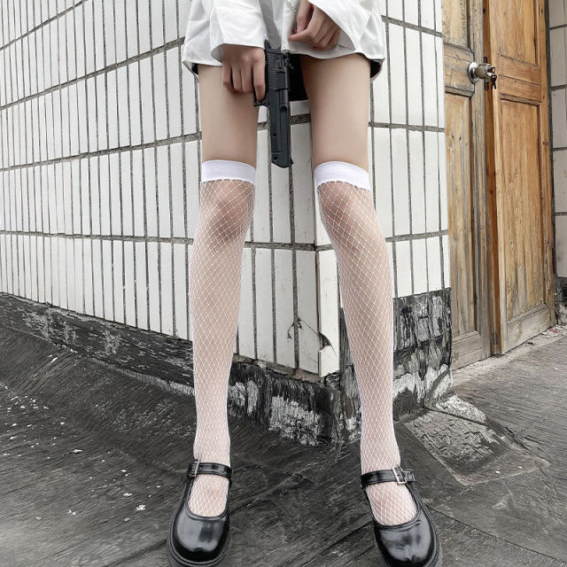Sexy Tights Women Skull Mystery Thigh High Waist Stockings Gothic JK Lolita Mesh Nets Fishnet Pantyhose
