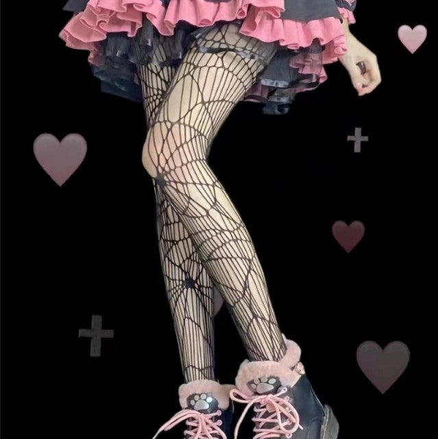 Sexy Tights Women Skull Mystery Thigh High Waist Stockings Gothic JK Lolita Mesh Nets Fishnet Pantyhose