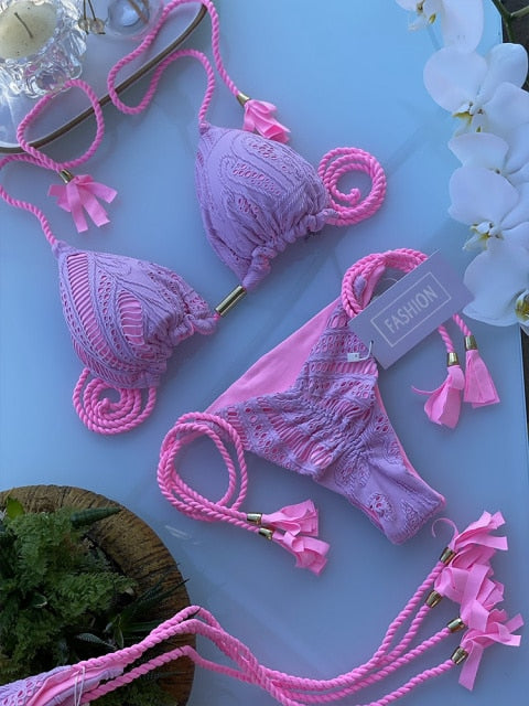 Miyouj Thong Bikini Set Swimsuit Woman Sexy Bathing Suits Two Piece Bikinis Triangle Bandage Female Beachwear