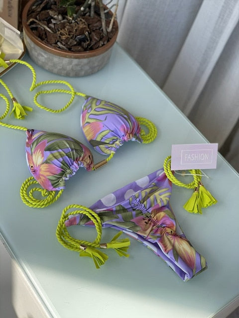 Miyouj Thong Bikini Set Swimsuit Woman Sexy Bathing Suits Two Piece Bikinis Triangle Bandage Female Beachwear