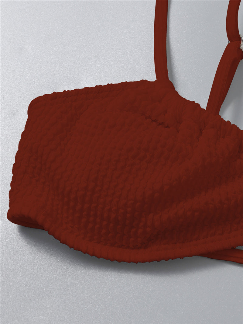 Solid Thong Bikinis Swimsuits Women Sexy Hollow High Leg Swimwear New Female Push up Bathing Suits Summer Swim Bikinis Set