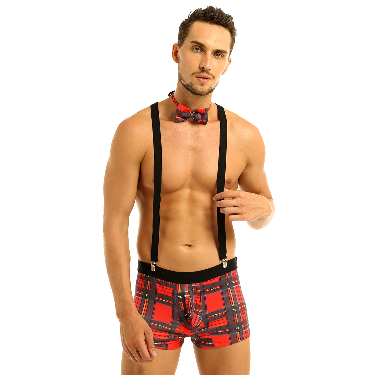 Mens Male sexy Sailor Costumes Navy Cosplay Costume Role Play Underwear Sets Elastic Suspenders Boxer Briefs with Collar Cuffs
