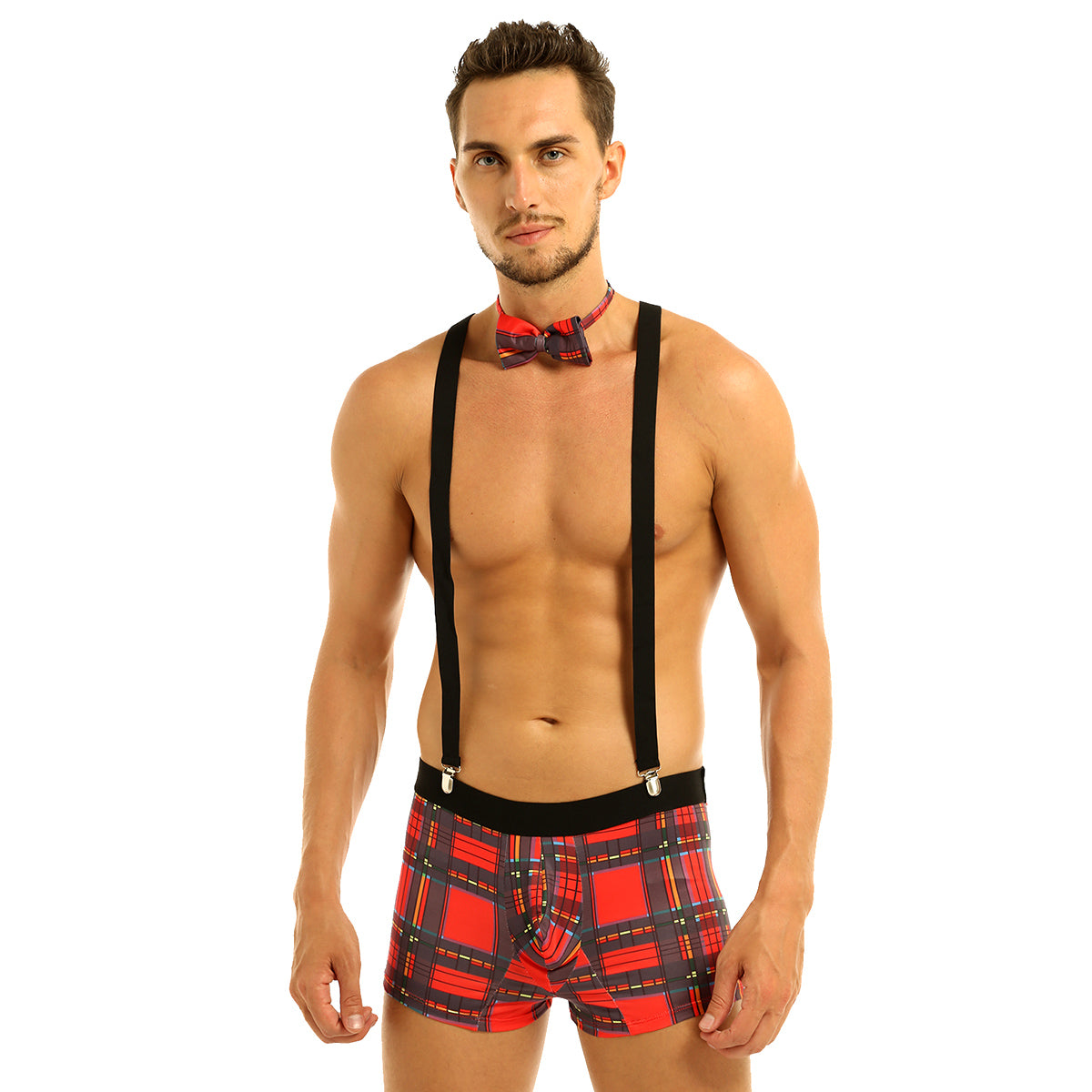 Mens Male sexy Sailor Costumes Navy Cosplay Costume Role Play Underwear Sets Elastic Suspenders Boxer Briefs with Collar Cuffs