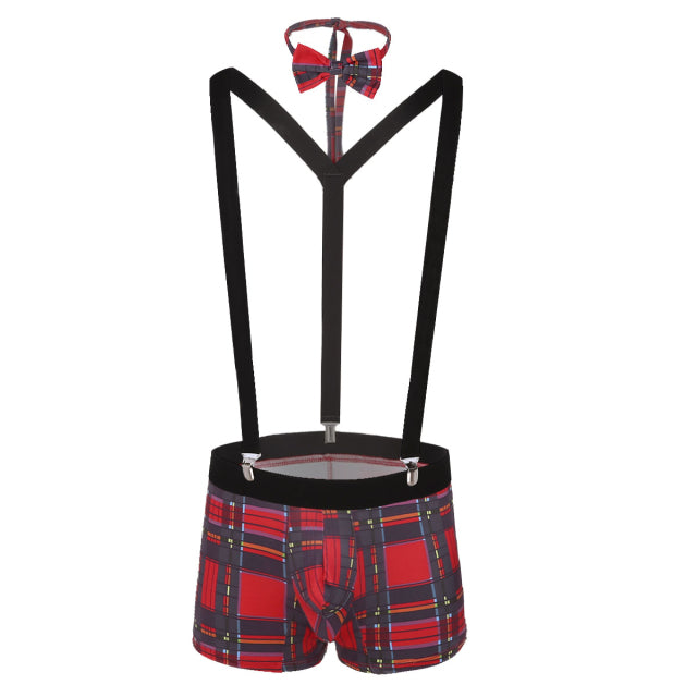 Mens Male sexy Sailor Costumes Navy Cosplay Costume Role Play Underwear Sets Elastic Suspenders Boxer Briefs with Collar Cuffs