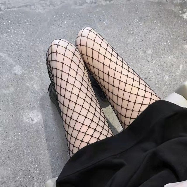 Lolita Cute Anime Black Love Print Tights Gothic Women Sexy Punk Lolita Dark Fishnet Mesh Goth Pantyhose Costumes Body Stockings