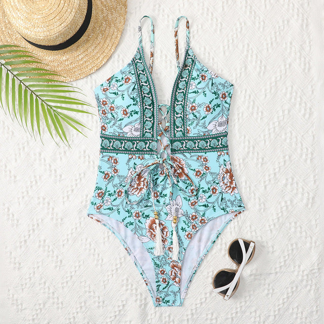 Sexy One Piece Swimsuit Patchwork Swimwear Women Monokini Bodysuit Push Up Swim Suit Patchwork Bathing Suit Beach Wear