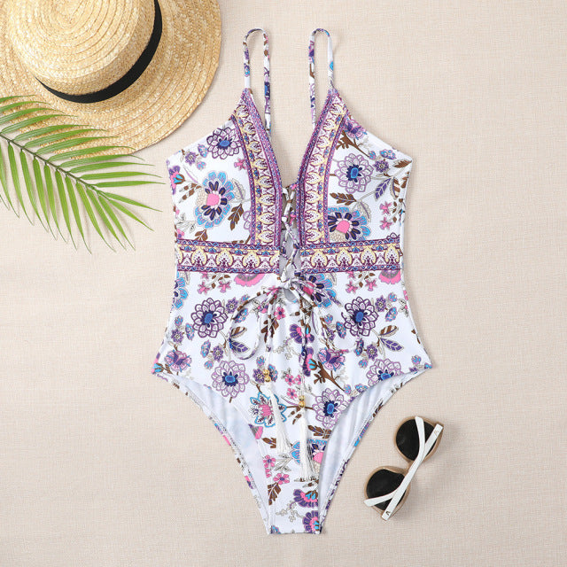 Sexy One Piece Swimsuit Patchwork Swimwear Women Monokini Bodysuit Push Up Swim Suit Patchwork Bathing Suit Beach Wear