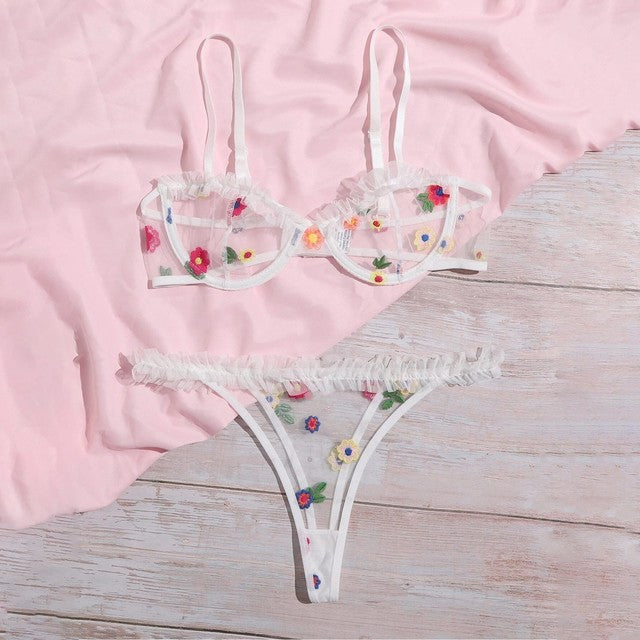 Sexy Embroidery Lace Bras Panties Set Erotic Lingerie Set Women Underwear Set Sexy Temptation Erotic Lingerie