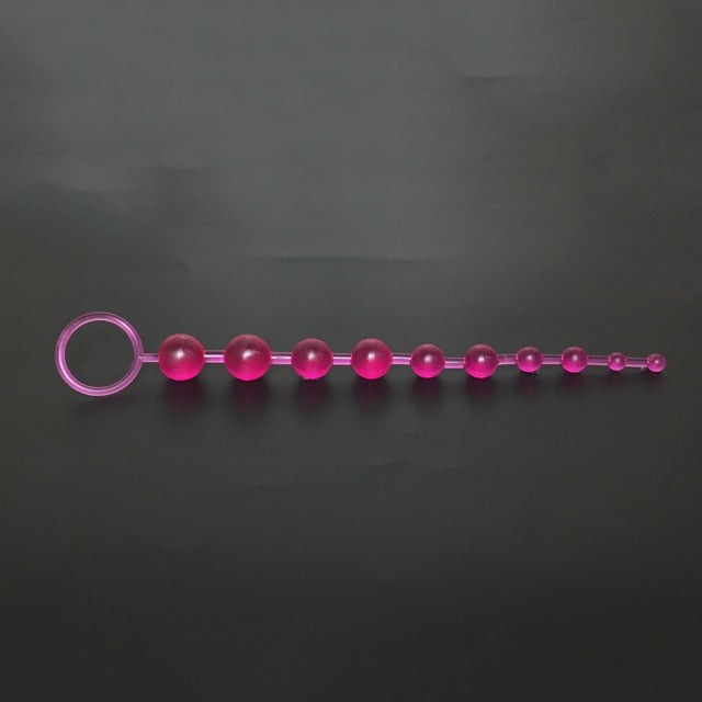 Soft Rubber Anal Plug Beads Long Orgasm Vagina Clit Pull Ring Ball Butt Toys Stimulator Sex Toys For Adults Women