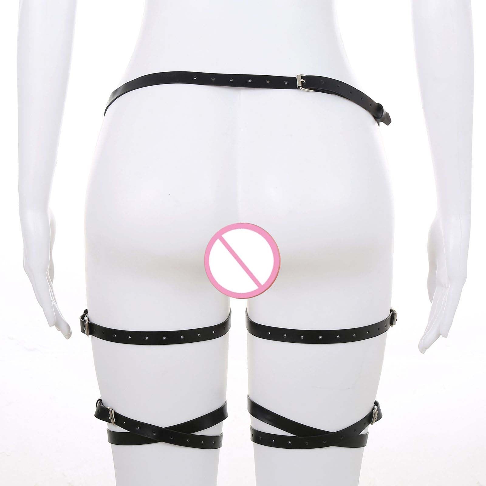 Women Sexy Leather Harness Set Bdsm Lingerie Full Body Bondage Cage Gothic Erotic Black Adjustable Garter Belt Suspenders Straps