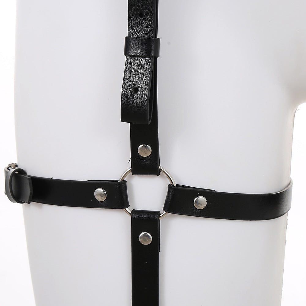 Women Sexy Leather Harness Set Bdsm Lingerie Full Body Bondage Cage Gothic Erotic Black Adjustable Garter Belt Suspenders Straps