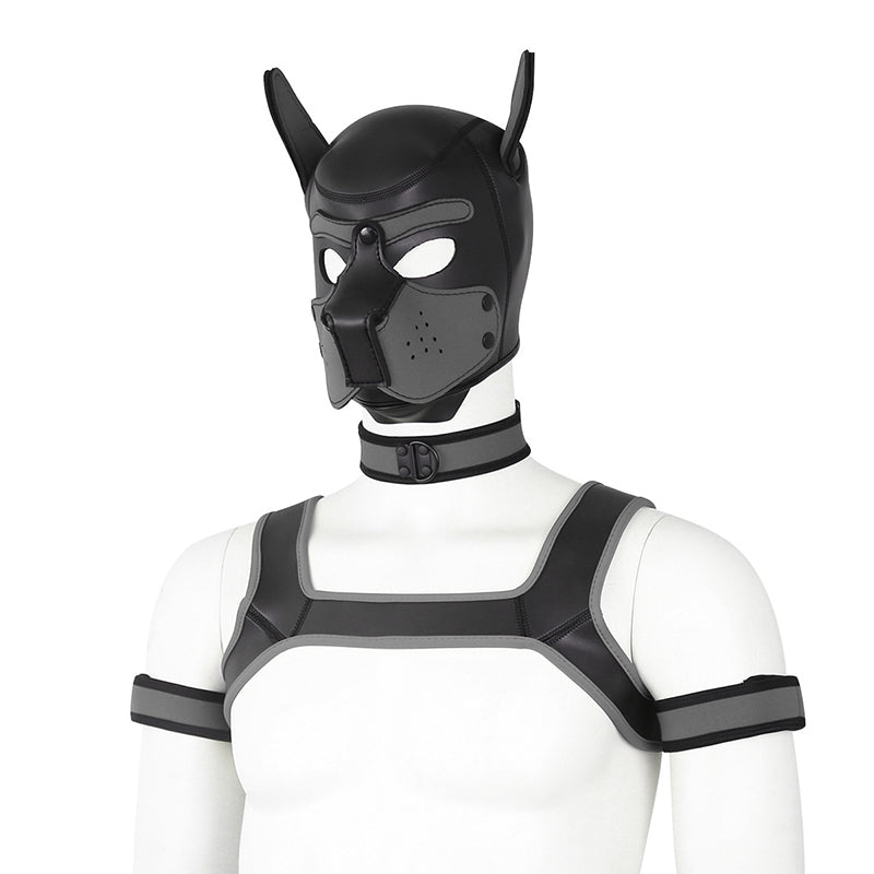 Sex Bondage Set Dog Hood Mask Neck Collar Armband Bdsm Bondage Restraint Men Chest Strap Sexy Costume Dog Slave Roleplay Toys