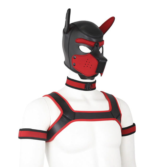 Sex Bondage Set Dog Hood Mask Neck Collar Armband Bdsm Bondage Restraint Men Chest Strap Sexy Costume Dog Slave Roleplay Toys