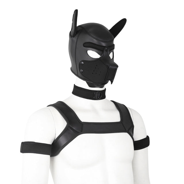 Sex Bondage Set Dog Hood Mask Neck Collar Armband Bdsm Bondage Restraint Men Chest Strap Sexy Costume Dog Slave Roleplay Toys