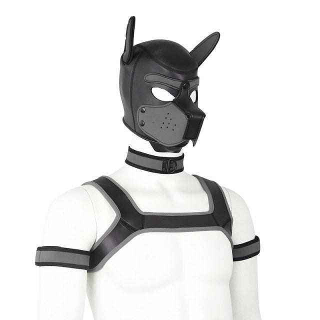 Sex Bondage Set Dog Hood Mask Neck Collar Armband Bdsm Bondage Restraint Men Chest Strap Sexy Costume Dog Slave Roleplay Toys