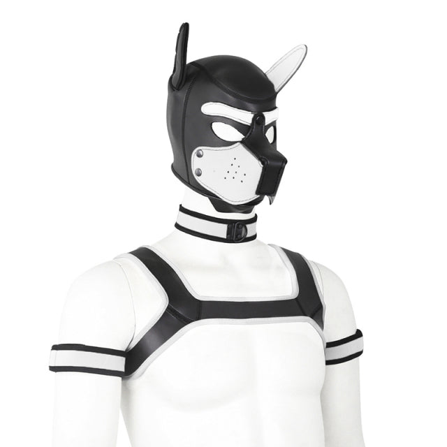 Sex Bondage Set Dog Hood Mask Neck Collar Armband Bdsm Bondage Restraint Men Chest Strap Sexy Costume Dog Slave Roleplay Toys