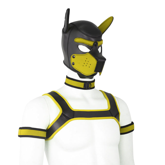 Sex Bondage Set Dog Hood Mask Neck Collar Armband Bdsm Bondage Restraint Men Chest Strap Sexy Costume Dog Slave Roleplay Toys