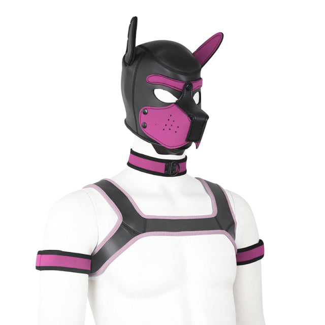 Sex Bondage Set Dog Hood Mask Neck Collar Armband Bdsm Bondage Restraint Men Chest Strap Sexy Costume Dog Slave Roleplay Toys