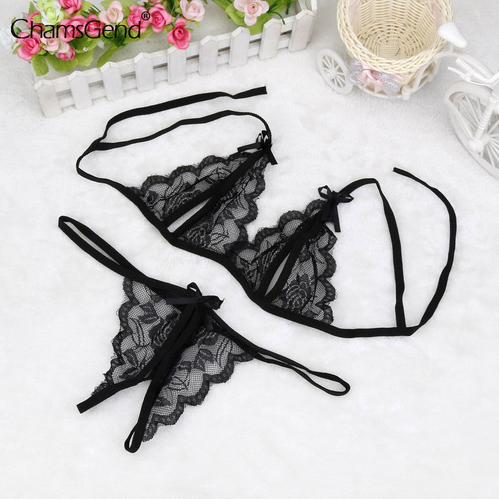 Sexy Lace Lingerie Set Sensual Women Hollow Out Transparent Women Erotic Underwear Set Porn Bra Sex G-string Lingerie