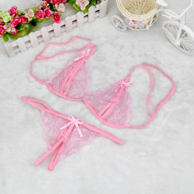 Sexy Lace Lingerie Set Sensual Women Hollow Out Transparent Women Erotic Underwear Set Porn Bra Sex G-string Lingerie