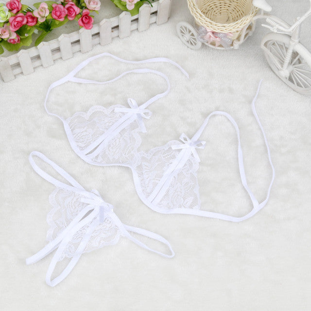 Sexy Lace Lingerie Set Sensual Women Hollow Out Transparent Women Erotic Underwear Set Porn Bra Sex G-string Lingerie