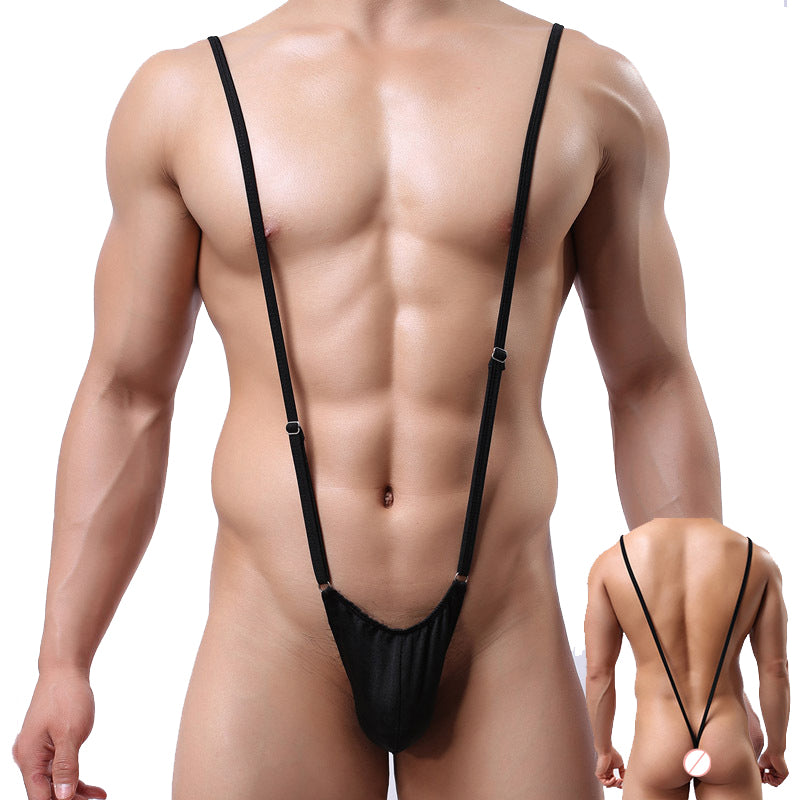 Sexy Costume Gay Men Bodysuit Porn Thong One Piece Strap Adjustable Elastic Jumpsuit Black Sex Costume High Quality Wholesale