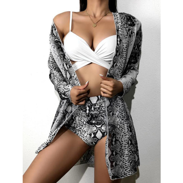 Sexy Bikinis And Cover Set Women Swimsuit Printed Swimwear High Waist Summer Strappy Bathing Suit Beach Wear Biquini Female