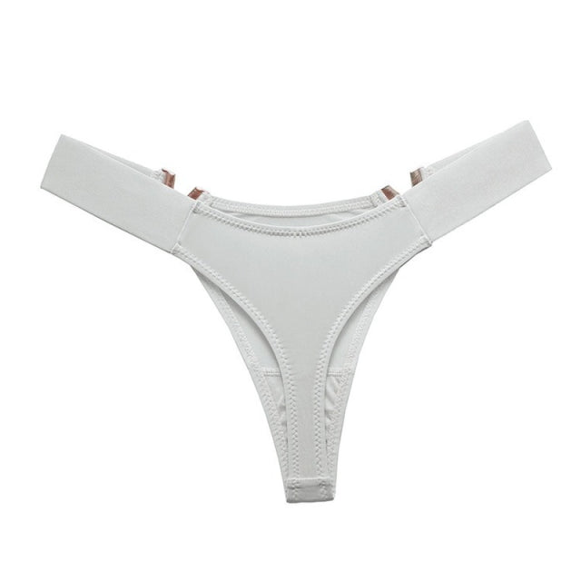 V-Shaped Metal Decoration Underwear Sports Hip Lifting Low Waist High Fork Half Sheath Briefs Panties Women Sexy