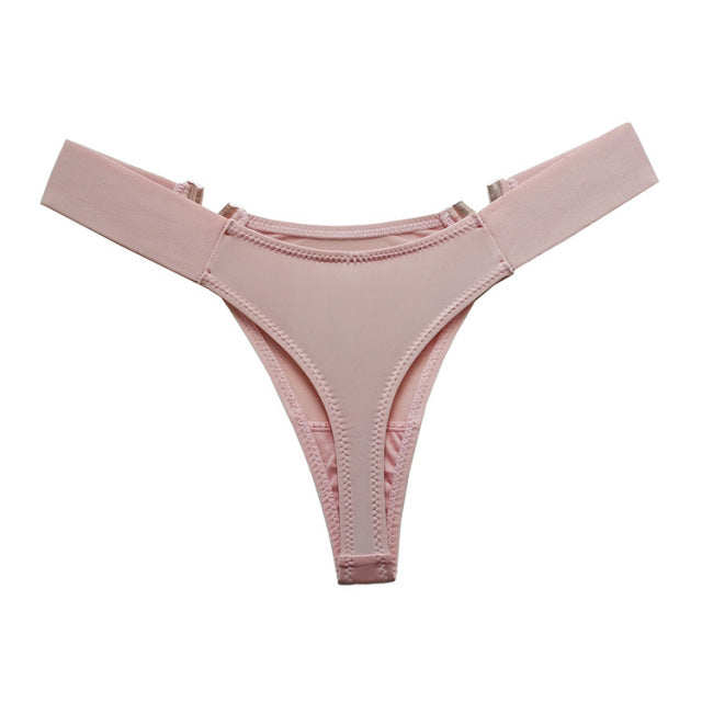 V-Shaped Metal Decoration Underwear Sports Hip Lifting Low Waist High Fork Half Sheath Briefs Panties Women Sexy