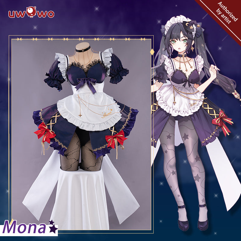 Exclusive Authorization UWOWO Game Genshin Impact Mona Maid Dress New Cosplay Costume Cute Carnival Halloween Christmas