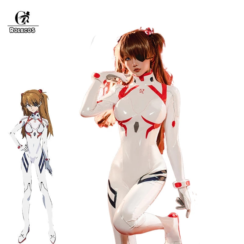 ROLECOS Anime EVA Cosplay Costume EVA Asuka Langley Soryu Cosplay Costume Jumpsuit Women Sexy Bodysuit For Halloween Leather
