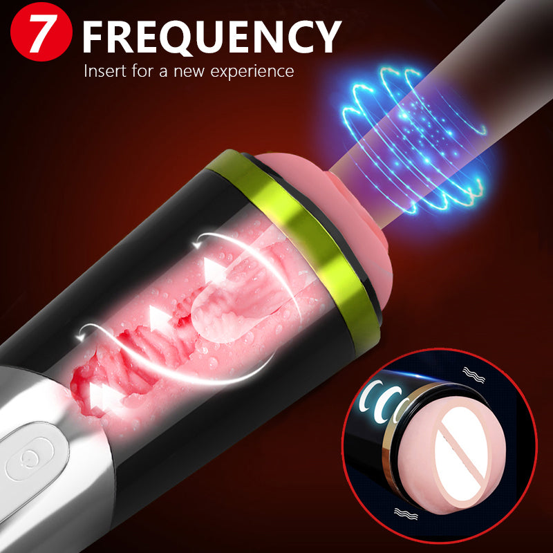 Electric Mastubation Cup 18cm Deep Masturbator Male Pulse Vibrating Soft Silicone Mute Strong Vibration Erotic Sex toys for Men